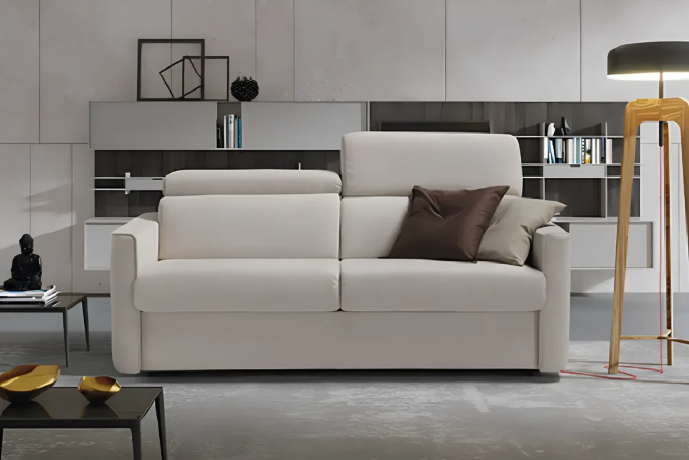 Divano letto Victor tessuto antimacchia materasso 140x195 h.21