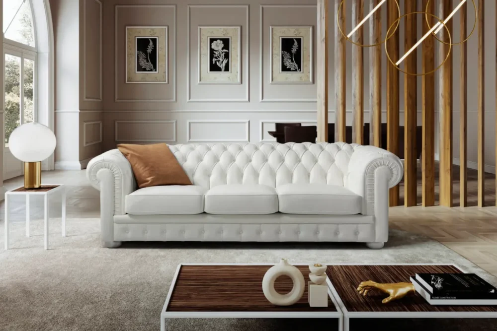 Tre posti Coppia Divani Sissy “Vera Pelle Spessorata”