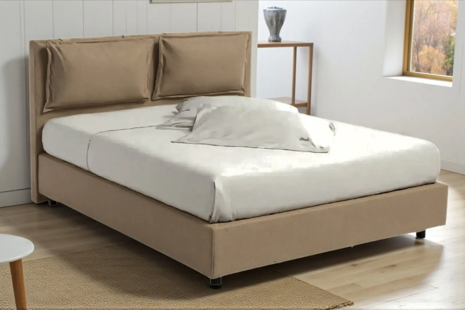 Letto Matrimoniale Parigi Tortora con contenitore
