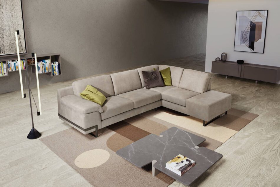 DIVANO ANGOLARE MOD. PARIGI Tessuto