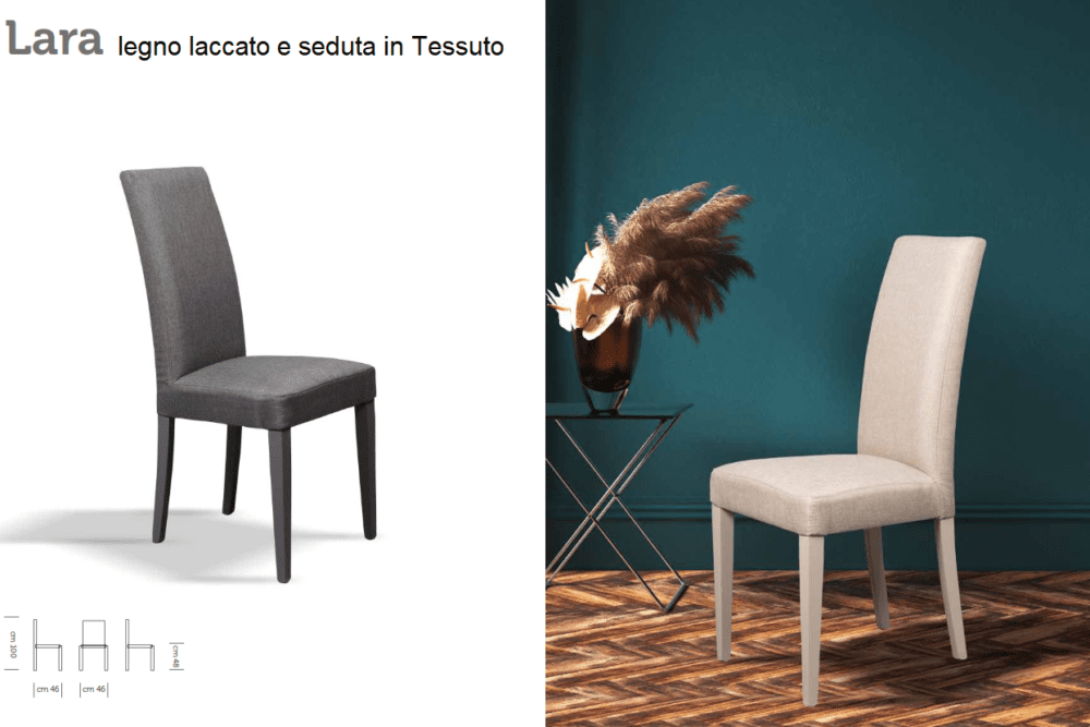 SEDIA LARA legno laccato e seduta in Tessuto