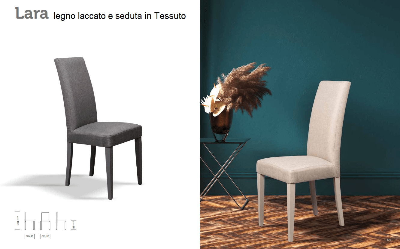 SEDIA LARA legno laccato e seduta in Tessuto