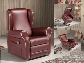 POLTRONA RELAX ALZAPERSONA MOD.RENE' VERA PELLE SPESSORATA