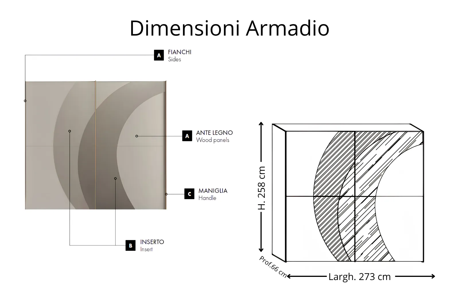 Scheda tecnica armadio scorr.Camera Modello UP 01
