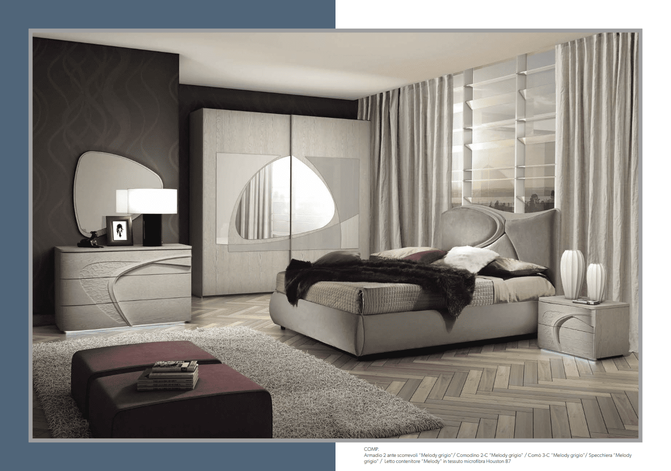 CAMERA DA LETTO MODELLO MELODY Grigio Frassino