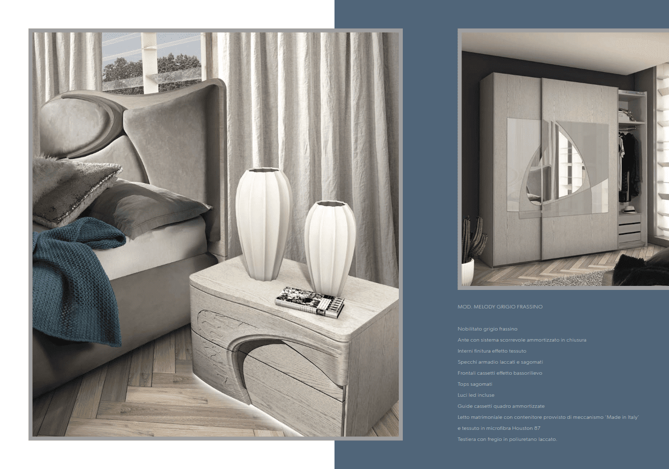 CAMERA DA LETTO MODELLO MELODY Grigio Frassino