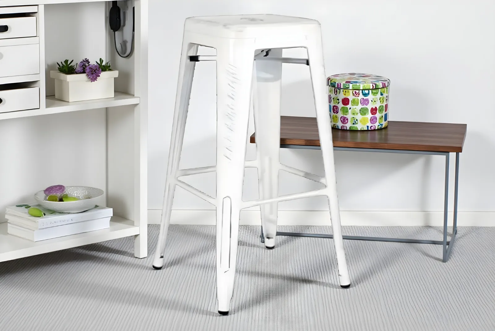 Art. 937 - Sgabello Colore Bianco Invecchiato