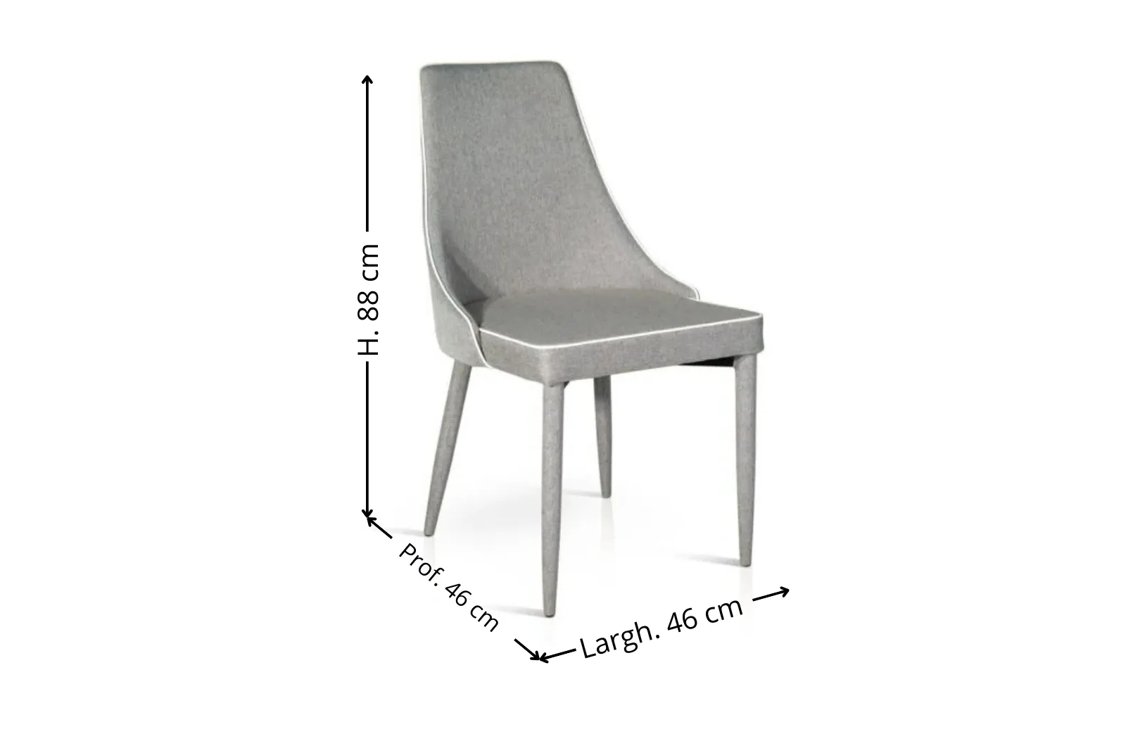 Dimensioni Sedia Tessuto colore grigio