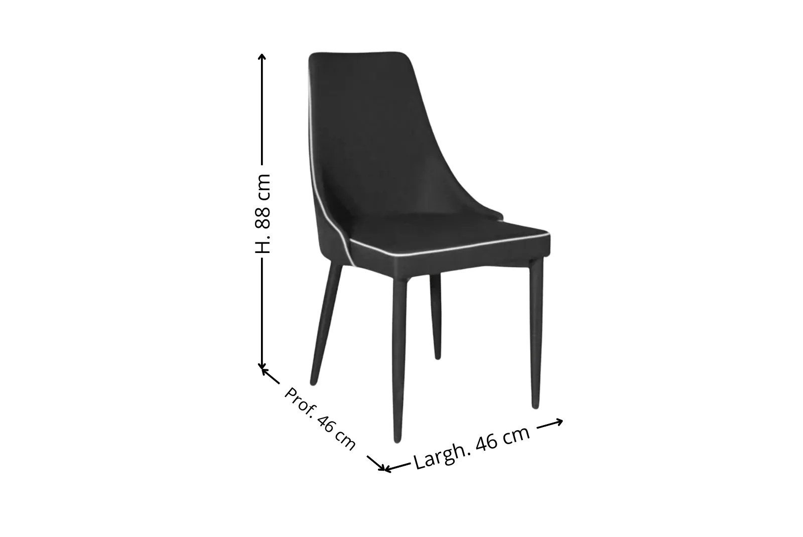 Dimensioni Sedia Tessuto colore nero