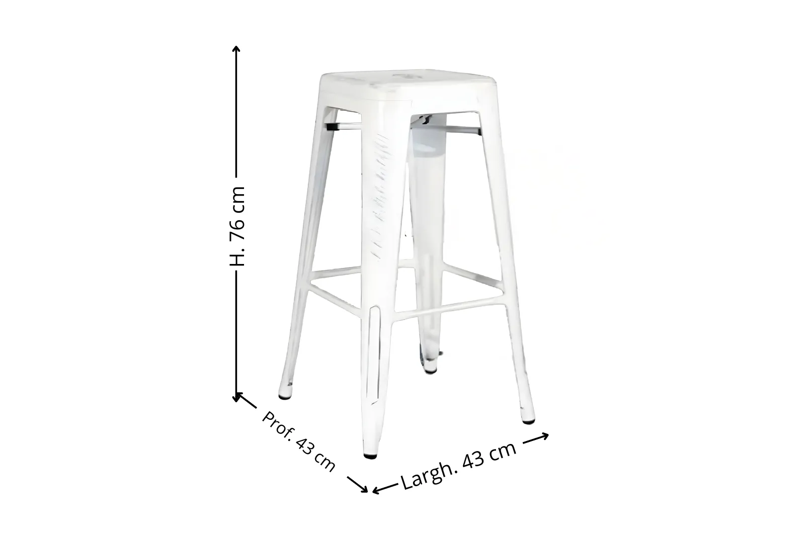 Dimensioni Sgabello Colore Bianco Invecchiato