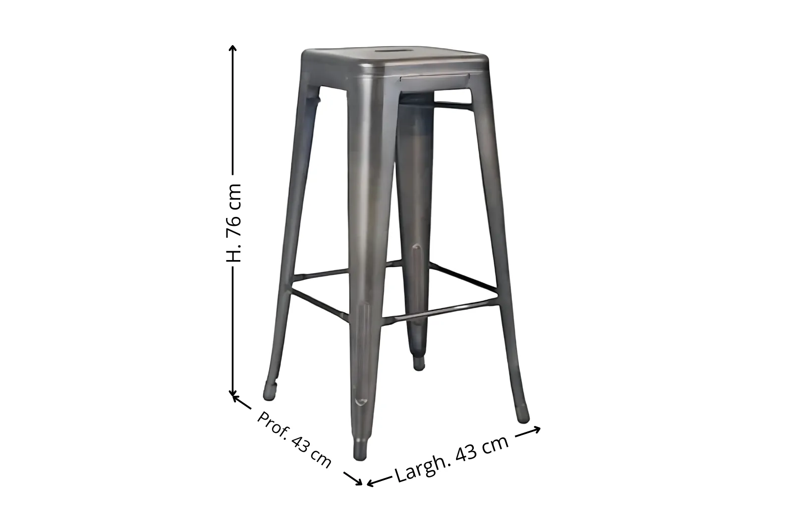 Dimensioni Sgabello Colore Canna di Fucile