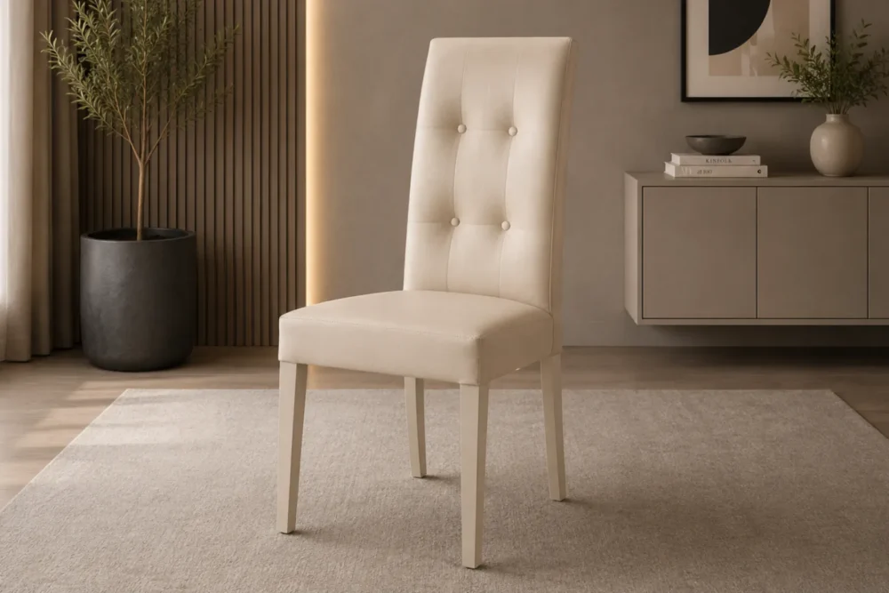 Sedia Ecopelle Beige con Bottoni - Articolo 901