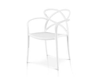 Sedia bianca con braccioli