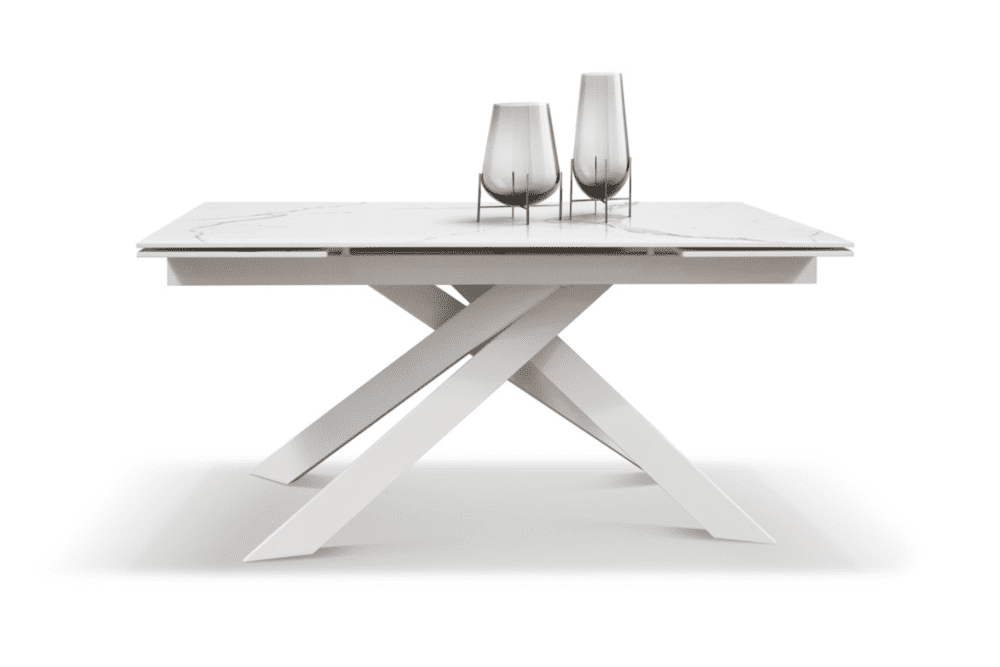 Tavolo160×90 piano lucido in ceramica bianco statuario