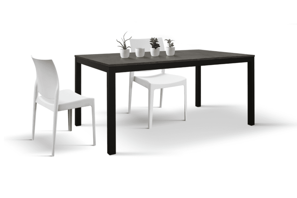 Tavolo allungabile base in metallo piano finitura acciaio ossidato C