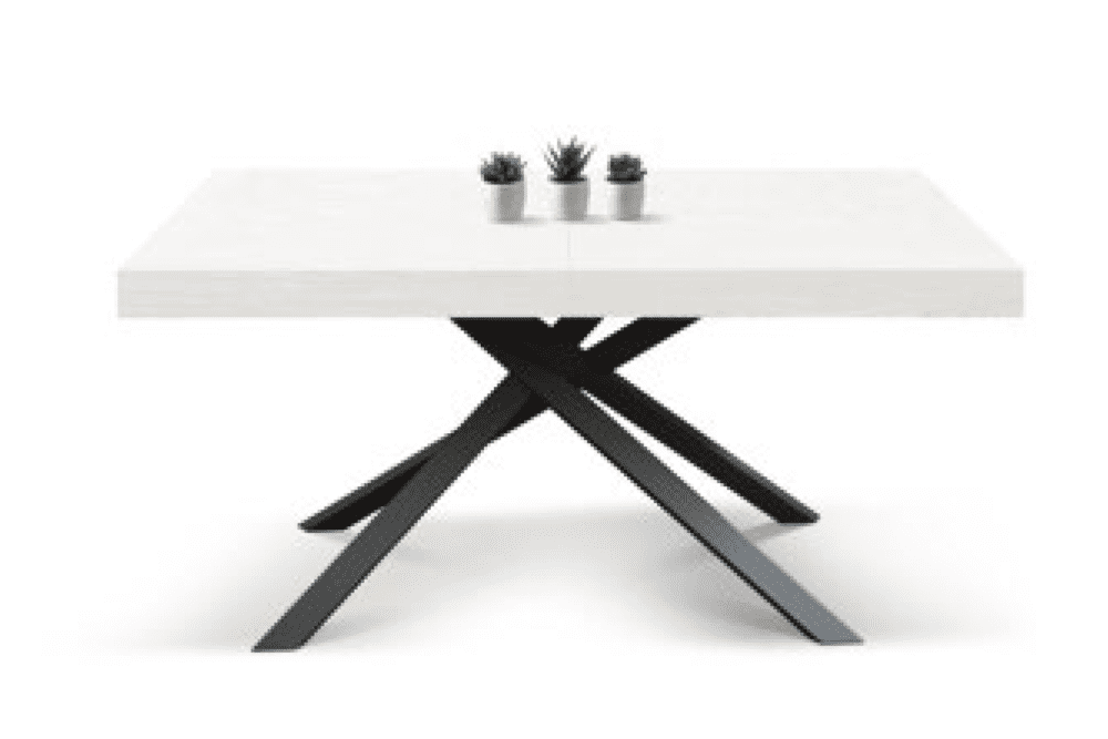 Tavolo Bianco Frassinato 140x90 - 2 Allunghe da cm 40