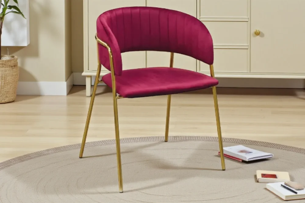 Art. 2006 - Sedia in velluto bordeaux