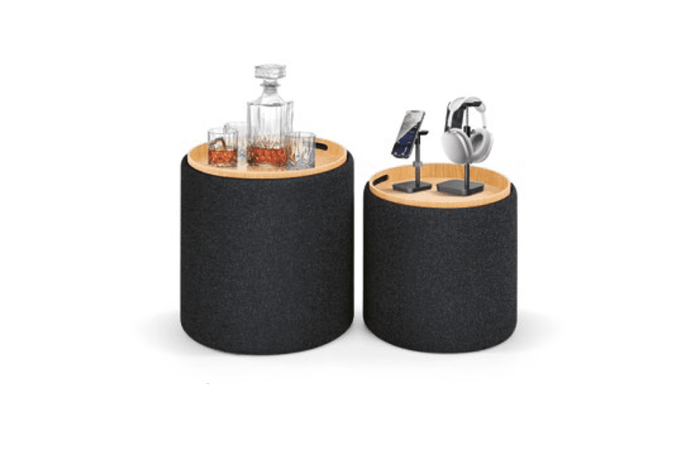 Pouf Grigio con vassoio - A