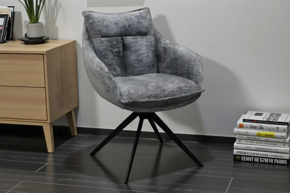 Art. 2019 - Sedia con braccioli in tessuto grigio A