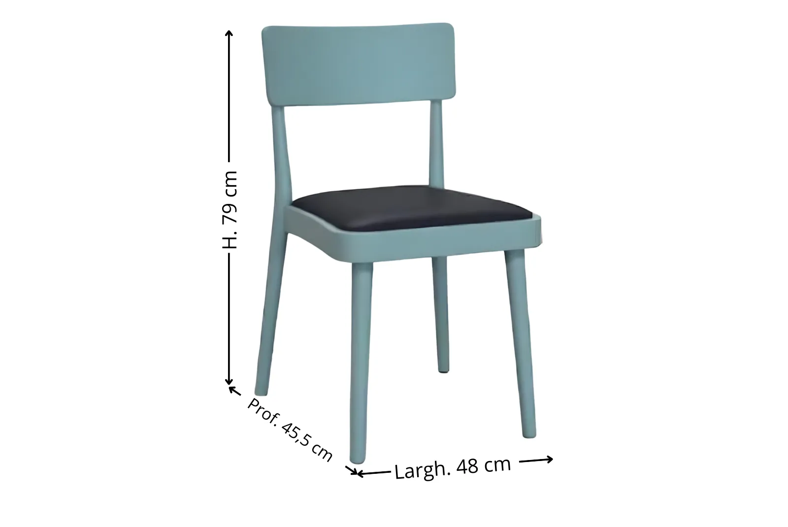 Dimensioni Sedia in legno color verde mare