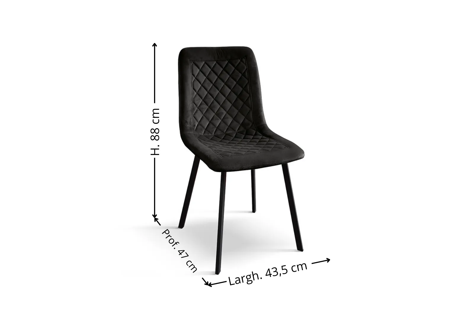 Dimensioni Sedia in velluto colore nero