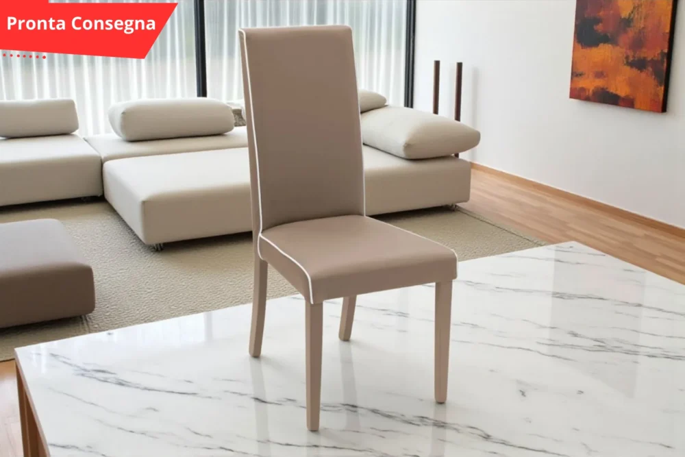 Sedie imbottite ecopelle tortora - Jessica Pronta Consegna