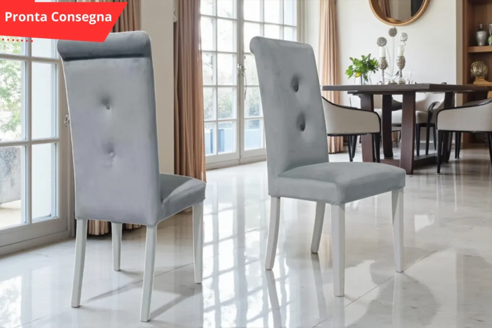 Sedie imbottite velluto grigio - Alice Pronta Consegna