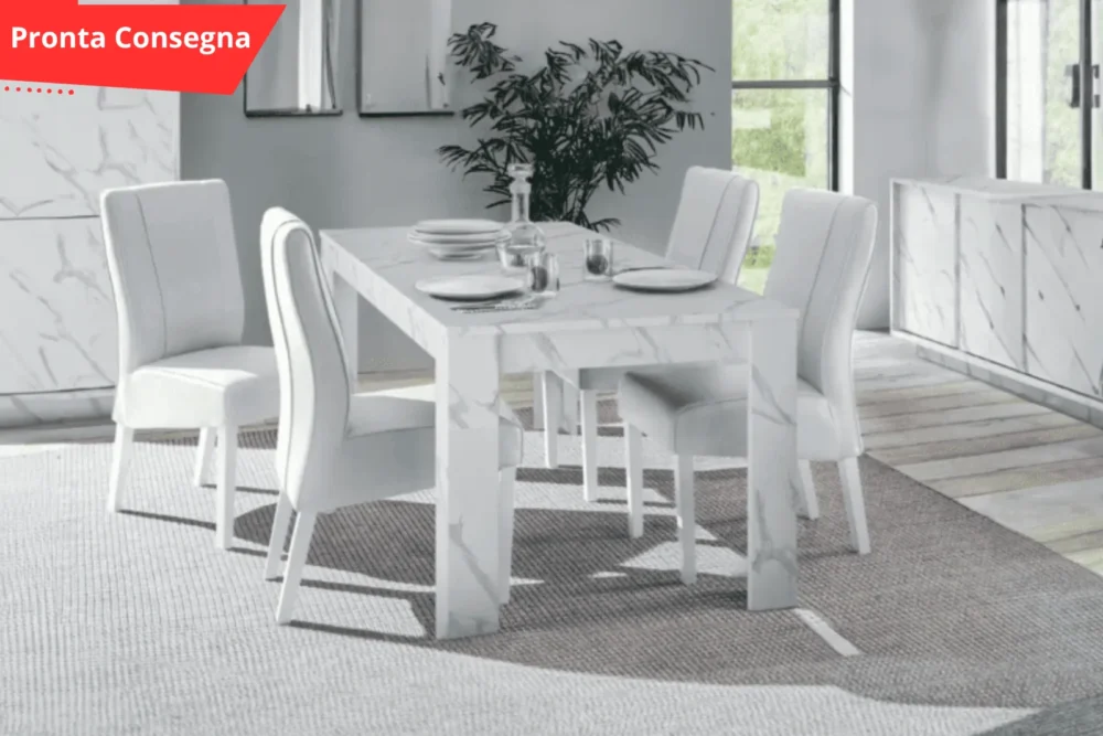 Tavolo allungabile Carrara Bianco 137x90Pronta Consegna