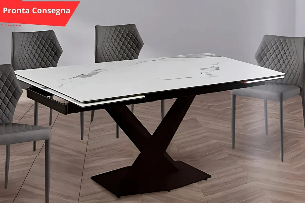Tavolo allungabile MALCOM 140x80 - Marmo Bianco