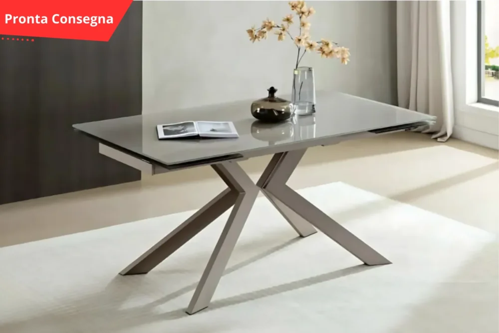 Tavolo allungabile PONZA 160x90 - Piano in vetro
