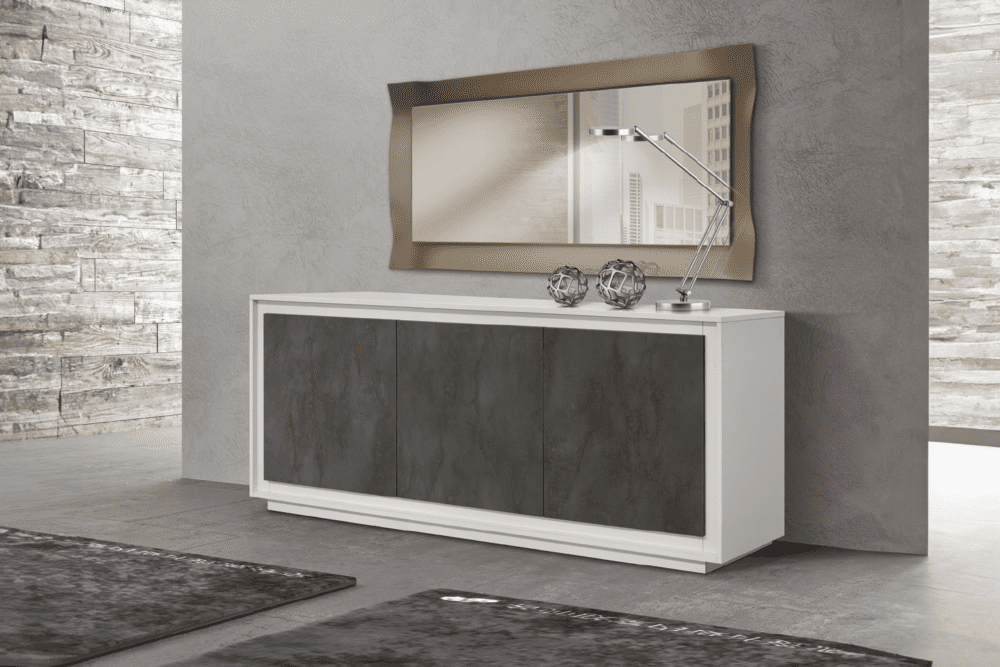 MADIA - Bianco Frassinato - 3 Ante Acciaio Ossidato A