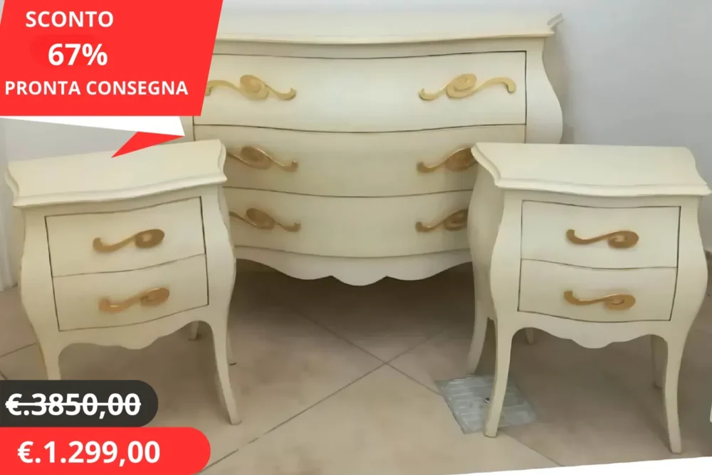 Gruppo comò e comodini bombato "Pronta Consegna"