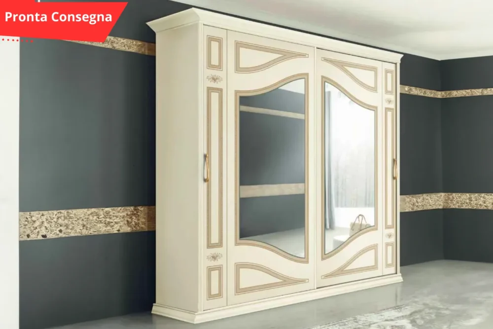 Armadio Annaré 2A Avorio Patinato Specchi