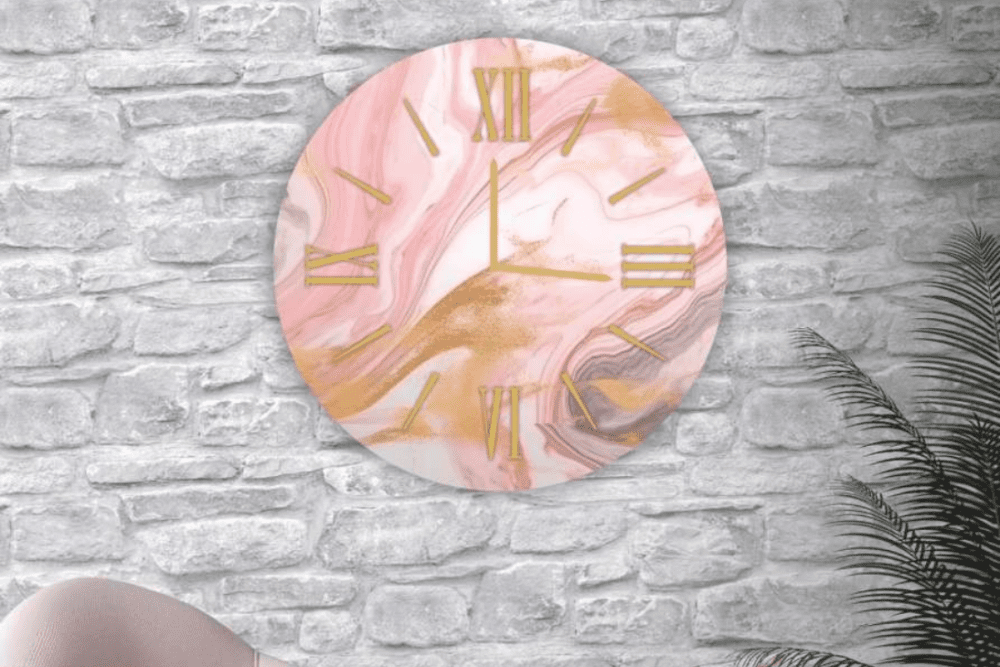 Orologio marble rosa - Stampa su vetro temperato