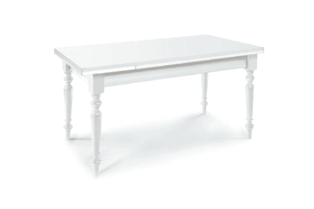 Tavolo rettangolare bianco gamba tornita