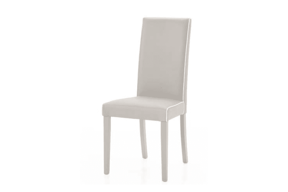6041/A Sedia imbottita tortora finta pelle filo bianco