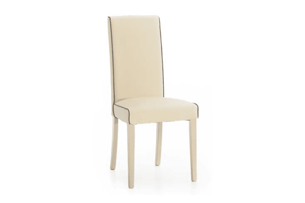 Art. 6098A Sedia imbottita avorio finta pelle filo marrone L 46 P 46 H 100