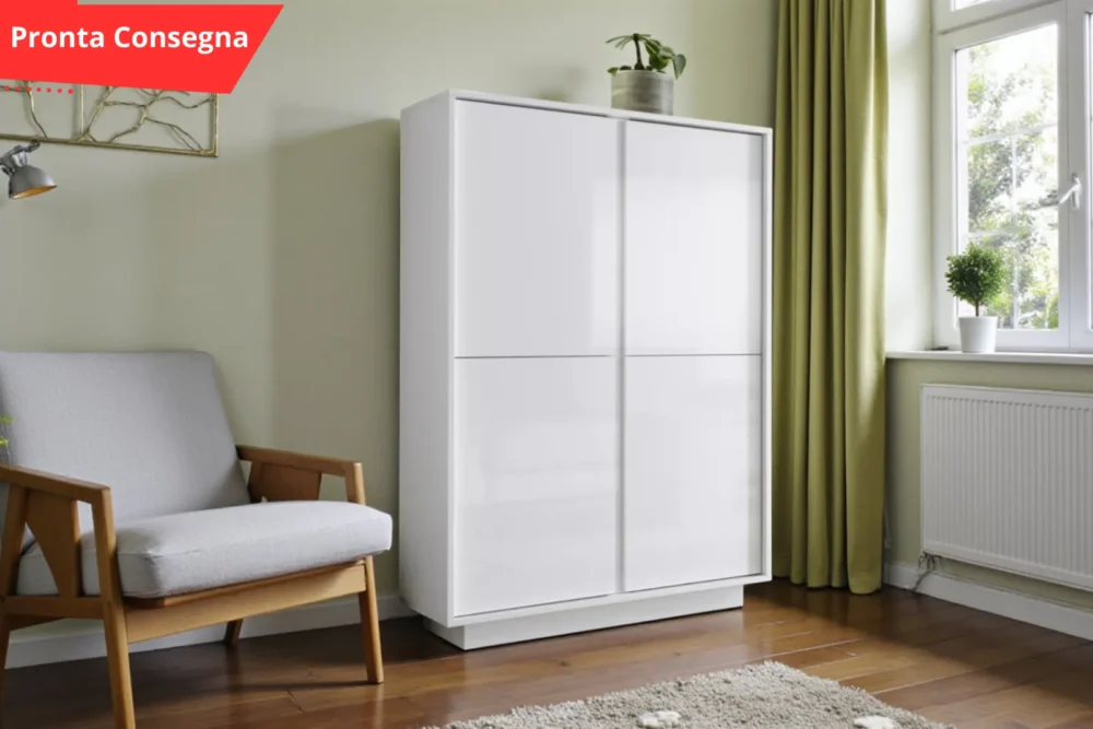 Soggiorno Ice - Contenitore 4 ante - Base TV