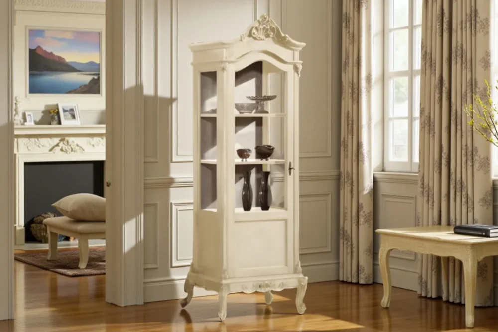 Art. 335 Vetrina 1 anta pannello chiuso laccato avorio