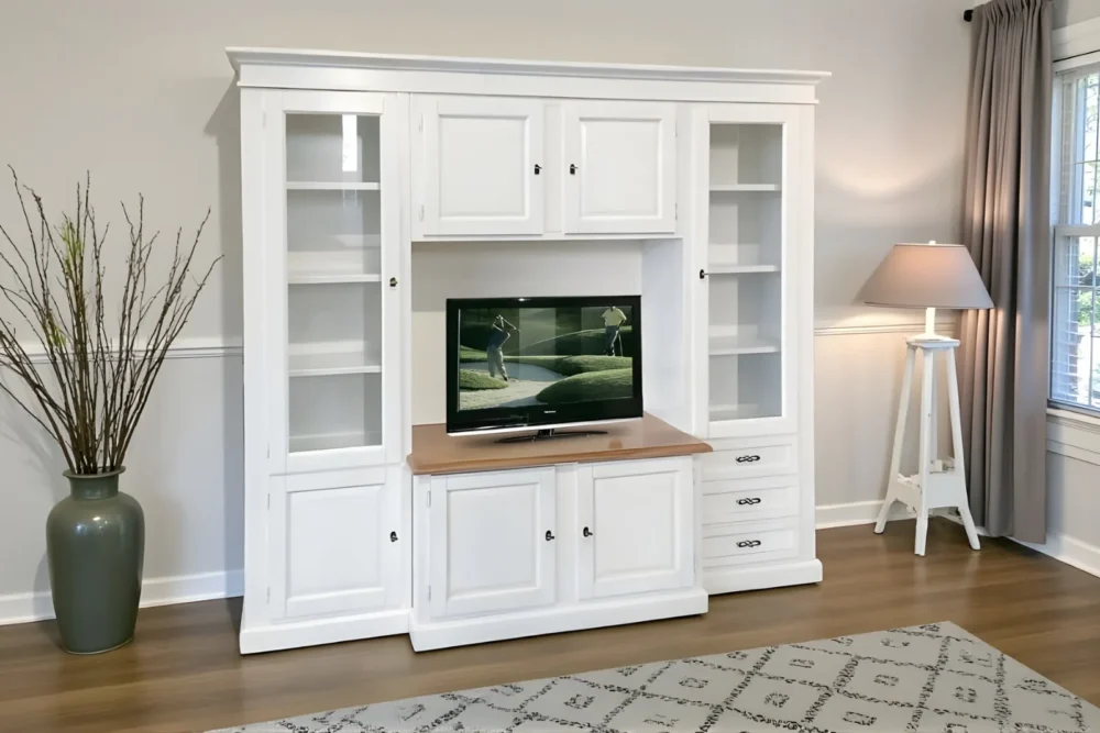 Art. 355 Parete Attrezzata - Finitura laccato bianco - Piano noce