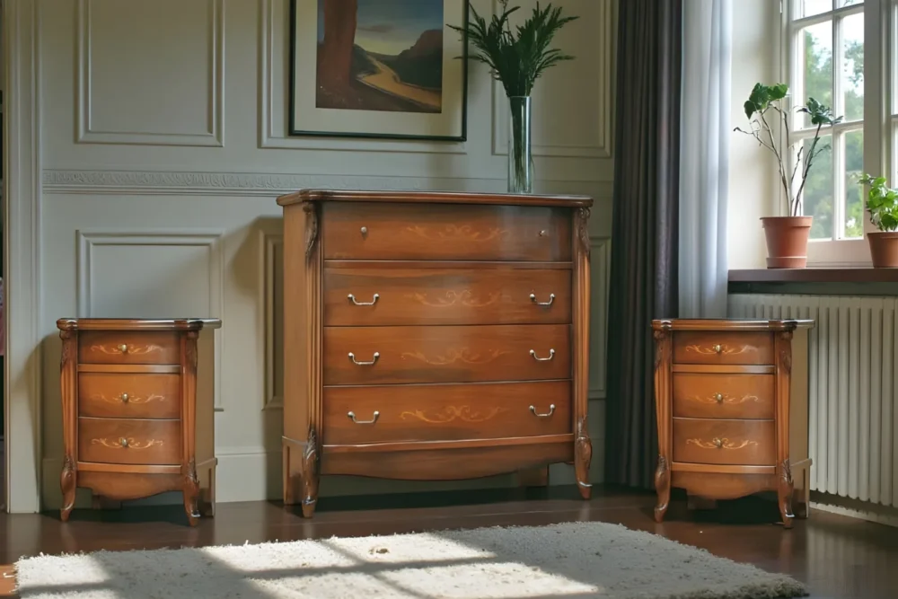 Art. 382-383 Gruppo comò +2 comodini Finitura Noce A