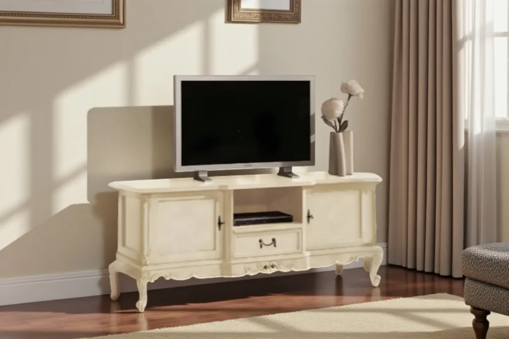 Base TV 2ante 1cassetto laccato avorio art 337