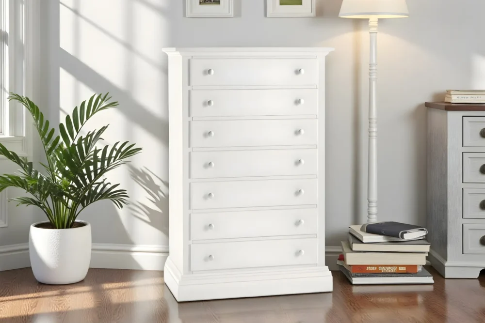 Cassettiera 7 cassetti laccata bianca art 6120_A