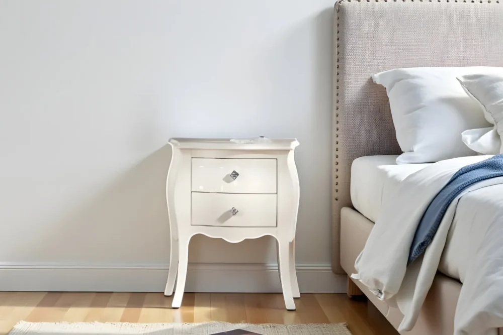 Comodino bombato 2cassetti Bianco Brillante Swarovski art 405