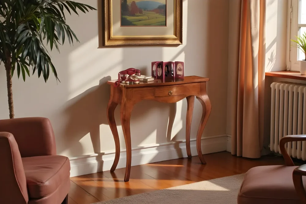 Consolle in legno noce 1 cassetto art 756