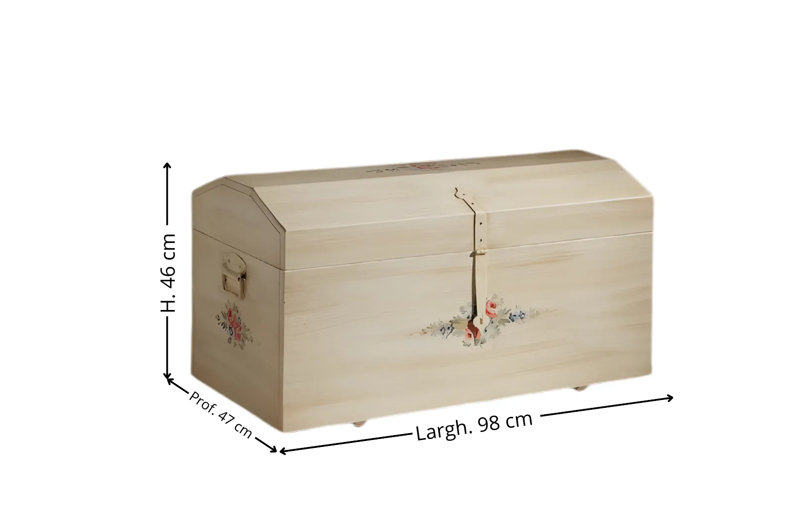 Dimensioni Baule decorato L.98 P.47 H.46