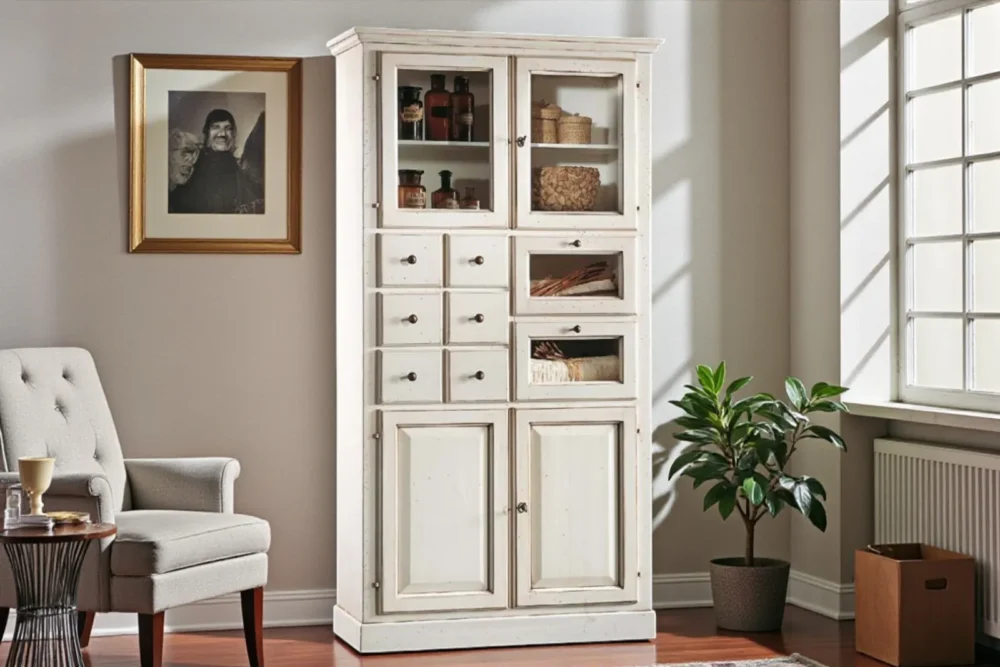 Dispensa Finitura laccato bianco patinato art. 740