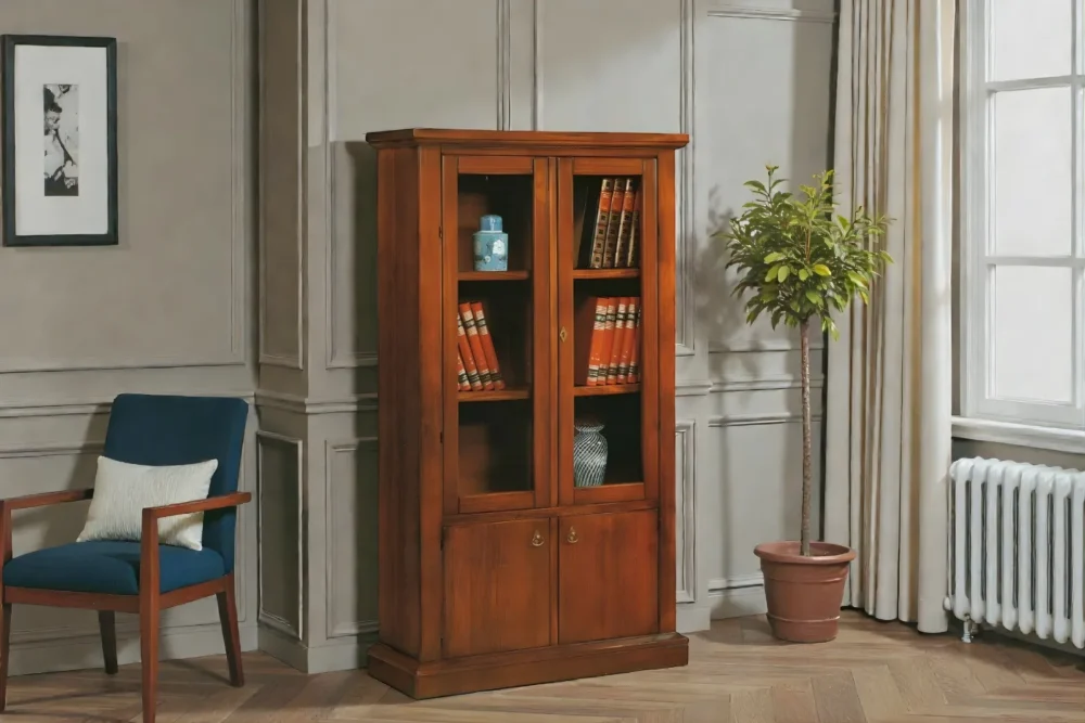 Libreria 2 porte vetro 2 porte legno art.505