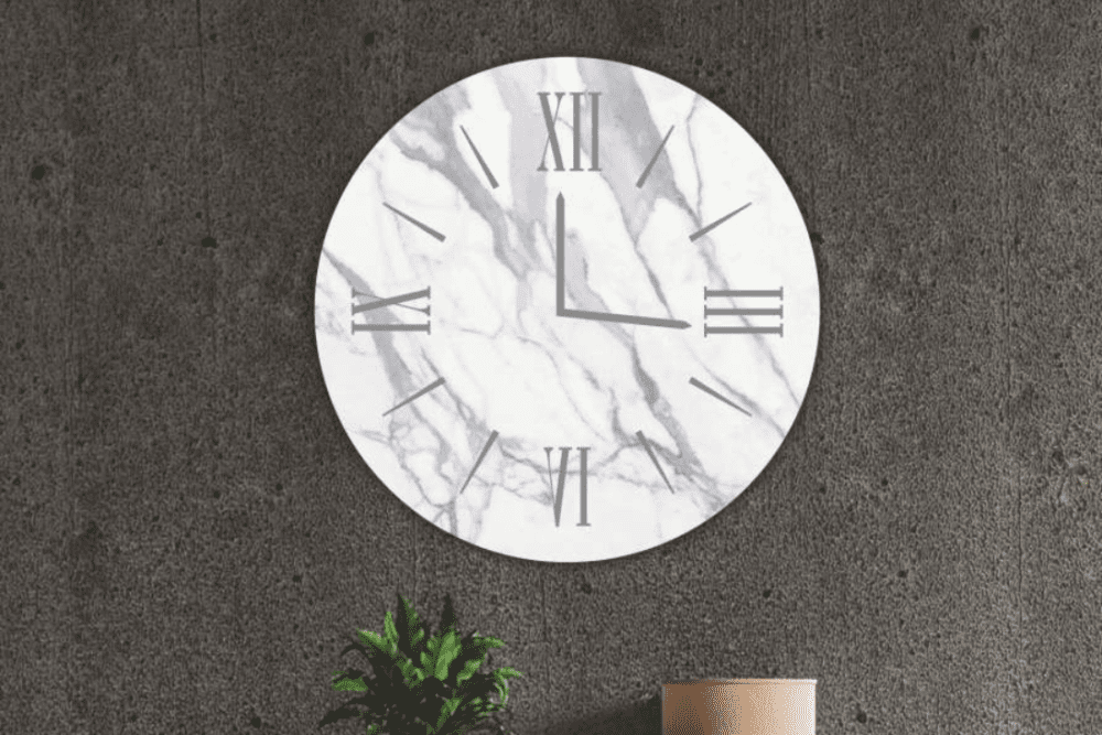 Orologio Marble bianco - Stampa su vetro temperato