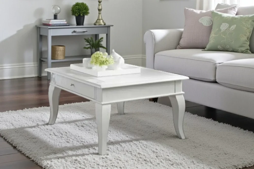 Tavolino 1 cassetto laccato bianco art 684